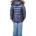 Зимняя детская куртка на пуху для мальчика АЛЯСКА графит с голубым