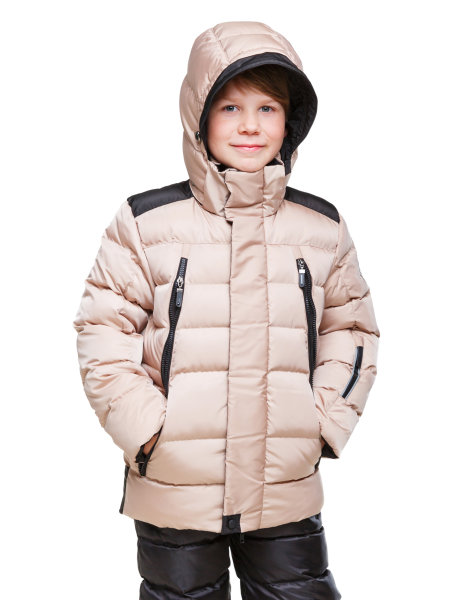 Детская зимняя куртка  на искусственном лебяжьем пуху для мальчика "СЭНДИ"