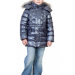 Зимняя детская куртка на пуху для мальчика АЛЯСКА графит с голубым