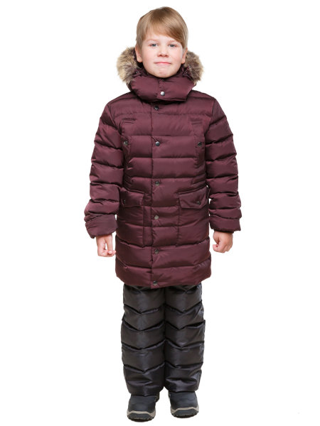 Детская зимняя куртка на искусственном лебяжьем пуху для мальчика "СТОУН" с искусственным мехом