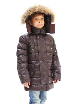 Зимняя детская куртка на пуху «Аляска» шоколад