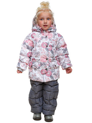 Детский зимний комплект (куртка и полукомбинезон) на искусственном лебяжьем пуху для девочки "Камелия"