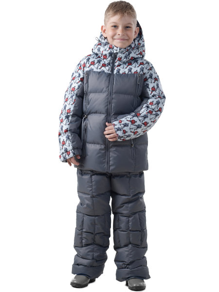 Детский зимний комплект (куртка и полукомбинезон) на искусственном лебяжьем пуху "ХОККЕЙ"