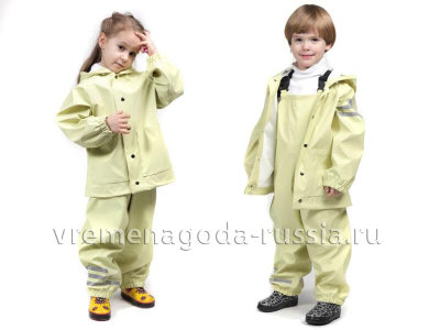 Непромокаемый детский костюм - дождевик без подкладки (серия 500 - на кнопках). Комплект куртка + полукомбинезон. Цвет фисташка